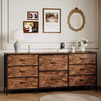 Commode 8 tiroirs et meuble TV, armoire de rangement à cadre métallique, organisateur de placard, montage facile, pour chambre, salon, couloir