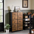 10-Drawer Dresser, Tall Chest of Drawers with Rustic Wood Finish and Metal Frame, Storage Organizer Unit for Bedroom, Entryway, Living Room