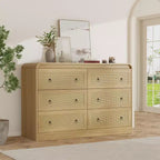 Commode à 6 tiroirs en rotin de 117 cm de large, commode bohème moderne avec poignées dorées, meuble de rangement pour chambre, salon, couloir (noir)