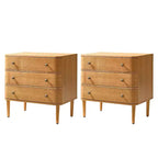 Noah Modern 26W 3-Drawer End Table Set of 2 with Solid Wood Legs Built-in Outlet|ART OF LIVING DESIGNS-OAK