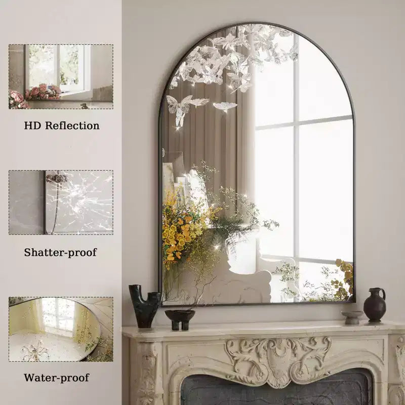 Miroir mural arqué avec cadre en métal - Miroirs de vanité de salle de bain pour la décoration intérieure