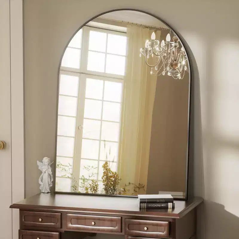 Miroir mural arqué avec cadre en métal - Miroirs de vanité de salle de bain pour la décoration intérieure
