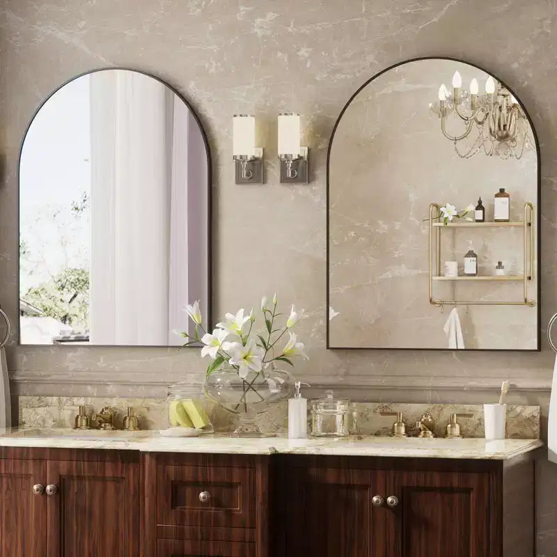 Miroir mural arqué avec cadre en métal - Miroirs de vanité de salle de bain pour la décoration intérieure