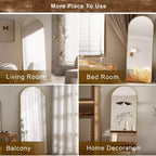Miroir sur pied plein corps arqué – Miroir de plain-pied avec cadre en métal pour chambre ou salon, fixation murale ou support inclus