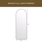 Miroir sur pied plein corps arqué – Miroir de plain-pied avec cadre en métal pour chambre ou salon, fixation murale ou support inclus