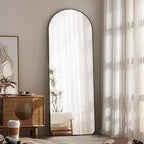 Arched Full Length Mirror - Floor Standing Dressing Mirror with Metal Frame for Bedroom or Living Room, Wall Mount or Stand Included