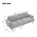 79.9 Canapé de salon, canapé 3 places avec pieds en bois d'hévéa, fauteuil de canapé pour maison/appartement, gris - ModernLuxe