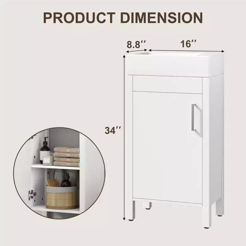 Meuble-lavabo de salle de bain moderne peu encombrant avec vasque - Meuble autonome en bois de 40 cm, poignée en métal, style rustique, montage facile