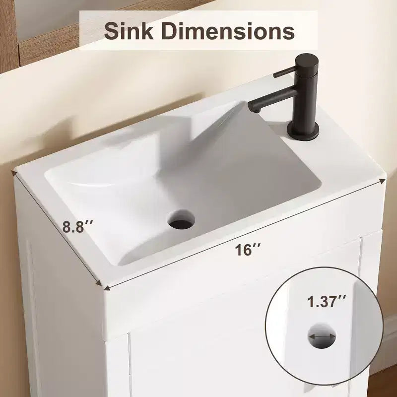 Meuble-lavabo de salle de bain moderne peu encombrant avec vasque - Meuble autonome en bois de 40 cm, poignée en métal, style rustique, montage facile