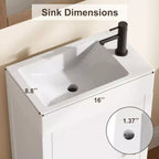Meuble-lavabo de salle de bain moderne peu encombrant avec vasque - Meuble autonome en bois de 40 cm, poignée en métal, style rustique, montage facile