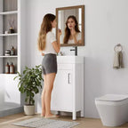 Meuble-lavabo de salle de bain moderne peu encombrant avec vasque - Meuble autonome en bois de 40 cm, poignée en métal, style rustique, montage facile