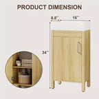 Meuble-lavabo de salle de bain moderne peu encombrant avec vasque - Meuble autonome en bois de 40 cm, poignée en métal, style rustique, montage facile