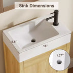 Meuble-lavabo de salle de bain moderne peu encombrant avec vasque - Meuble autonome en bois de 40 cm, poignée en métal, style rustique, montage facile
