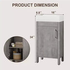 Meuble-lavabo de salle de bain moderne peu encombrant avec vasque - Meuble autonome en bois de 40 cm, poignée en métal, style rustique, montage facile