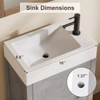 Meuble-lavabo de salle de bain moderne peu encombrant avec vasque - Meuble autonome en bois de 40 cm, poignée en métal, style rustique, montage facile
