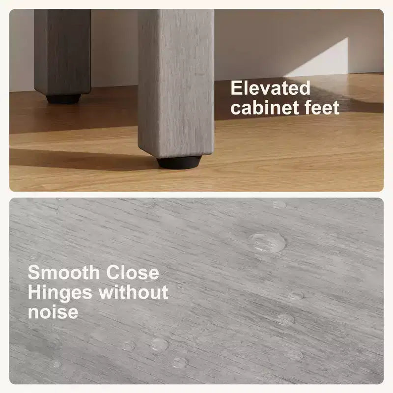 Meuble-lavabo de salle de bain moderne peu encombrant avec vasque - Meuble autonome en bois de 40 cm, poignée en métal, style rustique, montage facile