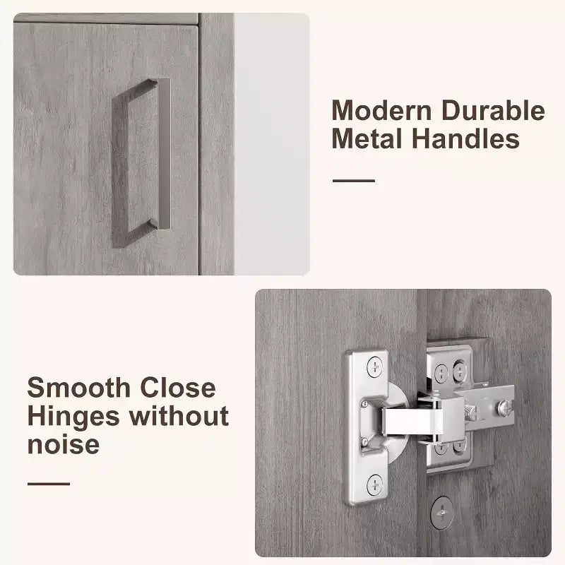 Meuble-lavabo de salle de bain moderne peu encombrant avec vasque - Meuble autonome en bois de 40 cm, poignée en métal, style rustique, montage facile