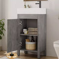 Space-Saving Modern Bathroom Vanity with basin - 16 Inch Freestanding Wooden Cabinet, Metal Handle, Farmhouse Style, Easy Assembly