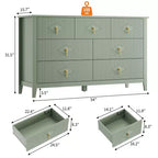 Commode moderne de 137 cm de large à 7 tiroirs avec poignées métalliques, commode en bois et meuble de rangement pour chambre, salon et entrée