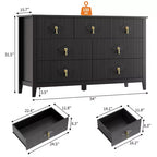 Commode moderne de 137 cm de large à 7 tiroirs avec poignées métalliques, commode en bois et meuble de rangement pour chambre, salon et entrée