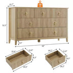 Commode moderne de 137 cm de large à 7 tiroirs avec poignées métalliques, commode en bois et meuble de rangement pour chambre, salon et entrée