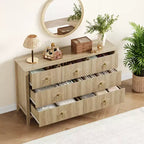 Commode moderne de 137 cm de large à 7 tiroirs avec poignées métalliques, commode en bois et meuble de rangement pour chambre, salon et entrée