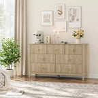 Commode moderne de 137 cm de large à 7 tiroirs avec poignées métalliques, commode en bois et meuble de rangement pour chambre, salon et entrée