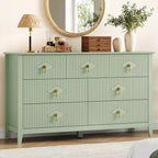 Commode moderne de 137 cm de large à 7 tiroirs avec poignées métalliques, commode en bois et meuble de rangement pour chambre, salon et entrée