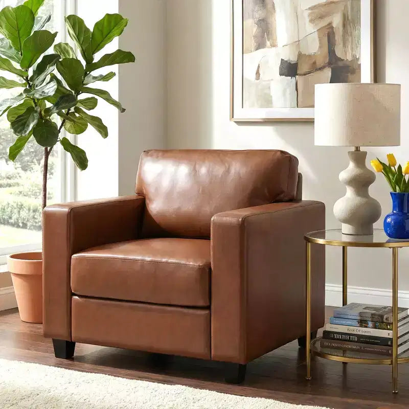 Christopher Knight Home Galen Modern Faux Leather Upholstered Armchair