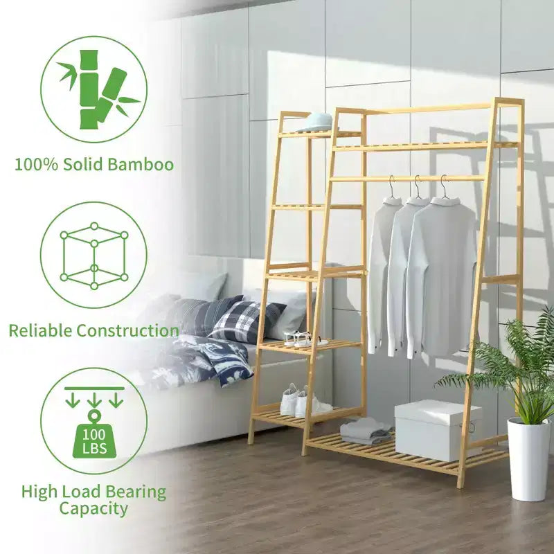 Portant à vêtements, cintre autoportant, étagères de rangement multiniveaux, porte-vêtements pour couloir, salon, chambre à coucher