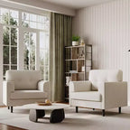 Fauteuil d'appoint ergonomique en lin de 38 pouces de large, fauteuil moderne une place avec mousse haute densité et accoudoirs larges pour le salon, le bureau et la chambre à coucher