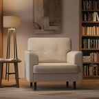 Fauteuil d'appoint ergonomique en lin de 38 pouces de large, fauteuil moderne une place avec mousse haute densité et accoudoirs larges pour le salon, le bureau et la chambre à coucher