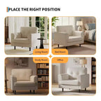 Fauteuil d'appoint ergonomique en lin de 38 pouces de large, fauteuil moderne une place avec mousse haute densité et accoudoirs larges pour le salon, le bureau et la chambre à coucher