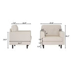 Fauteuil d'appoint ergonomique en lin de 38 pouces de large, fauteuil moderne une place avec mousse haute densité et accoudoirs larges pour le salon, le bureau et la chambre à coucher