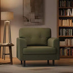 Fauteuil d'appoint ergonomique en lin de 38 pouces de large, fauteuil moderne une place avec mousse haute densité et accoudoirs larges pour le salon, le bureau et la chambre à coucher