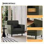 Fauteuil d'appoint ergonomique en lin de 38 pouces de large, fauteuil moderne une place avec mousse haute densité et accoudoirs larges pour le salon, le bureau et la chambre à coucher