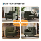 Fauteuil d'appoint ergonomique en lin de 38 pouces de large, fauteuil moderne une place avec mousse haute densité et accoudoirs larges pour le salon, le bureau et la chambre à coucher