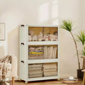 Compact Stackable Plastic Storage Bin with Lid, Collapsible Storage Drawer, Magnetic Doors, for Home, Office