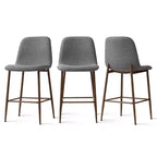 Lot de 3 tabourets de bar hauteur comptoir, tabourets d'îlot de cuisine rembourrés de 65 cm avec pieds en métal, chaises de bar à dossier incurvé pour salle à manger-Panipeachy