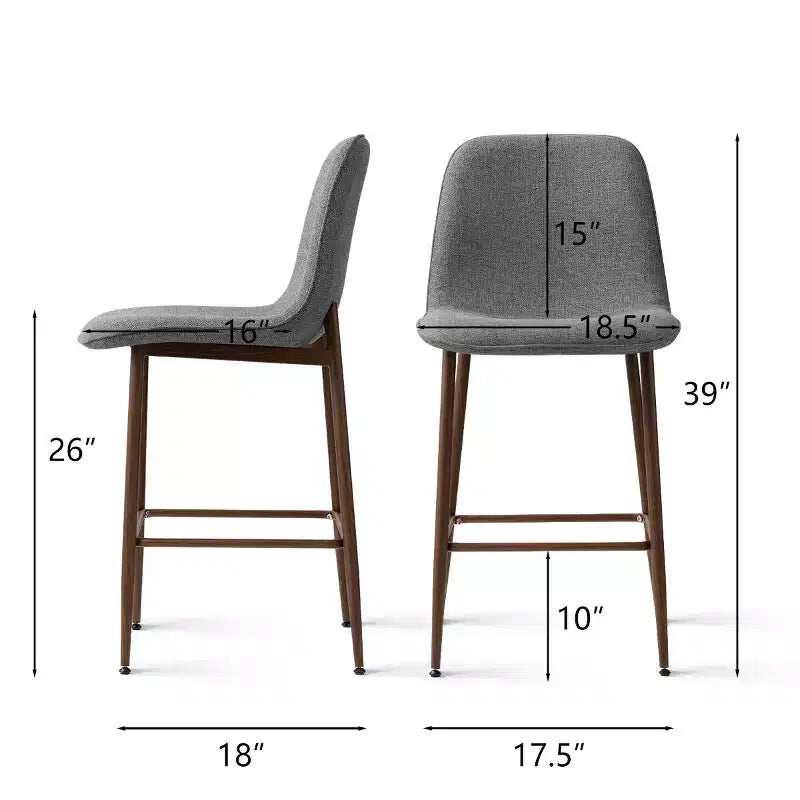 Lot de 3 tabourets de bar hauteur comptoir, tabourets d'îlot de cuisine rembourrés de 65 cm avec pieds en métal, chaises de bar à dossier incurvé pour salle à manger-Panipeachy