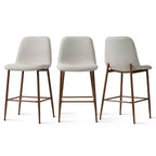 Lot de 3 tabourets de bar hauteur comptoir, tabourets d'îlot de cuisine rembourrés de 65 cm avec pieds en métal, chaises de bar à dossier incurvé pour salle à manger-Panipeachy