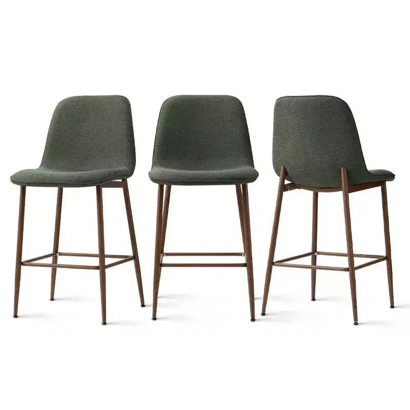 Lot de 3 tabourets de bar hauteur comptoir, tabourets d'îlot de cuisine rembourrés de 65 cm avec pieds en métal, chaises de bar à dossier incurvé pour salle à manger-Panipeachy