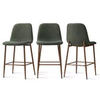 Lot de 3 tabourets de bar hauteur comptoir, tabourets d'îlot de cuisine rembourrés de 65 cm avec pieds en métal, chaises de bar à dossier incurvé pour salle à manger-Panipeachy