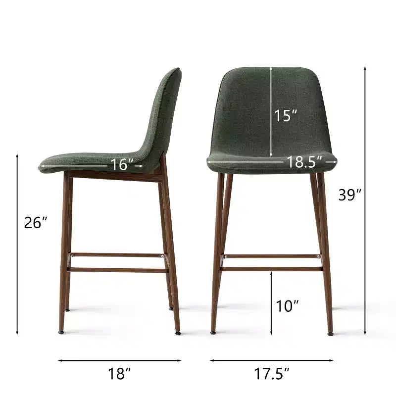 Lot de 3 tabourets de bar hauteur comptoir, tabourets d'îlot de cuisine rembourrés de 65 cm avec pieds en métal, chaises de bar à dossier incurvé pour salle à manger-Panipeachy