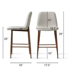 Lot de 3 tabourets de bar hauteur comptoir, tabourets d'îlot de cuisine rembourrés de 65 cm avec pieds en métal, chaises de bar à dossier incurvé pour salle à manger-Panipeachy