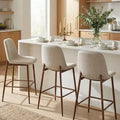 Set of 3 Counter Height Bar Stools, 25.5 Upholstered Kitchen Island Stools with Metal Legs, Curved Back Bar Chairs for Dining Room-Panipeachy