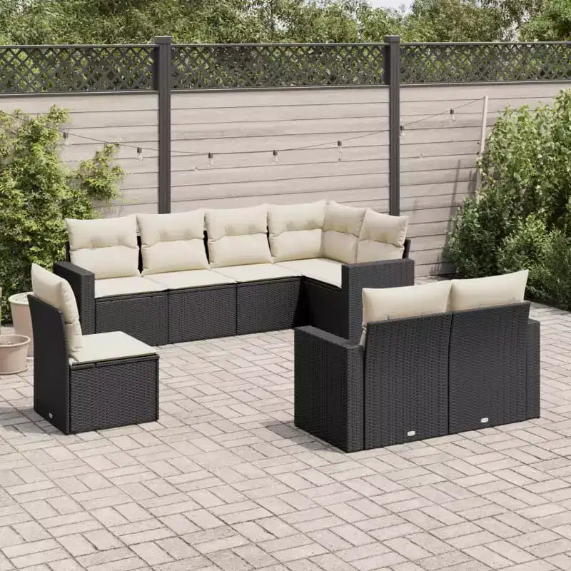 vidaXL Salon de jardin noir en résine tressée et acier thermolaqué Grande taille