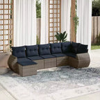 vidaXL 7 Piece Garden Sofa Set with Cushions Grey Poly Rattan