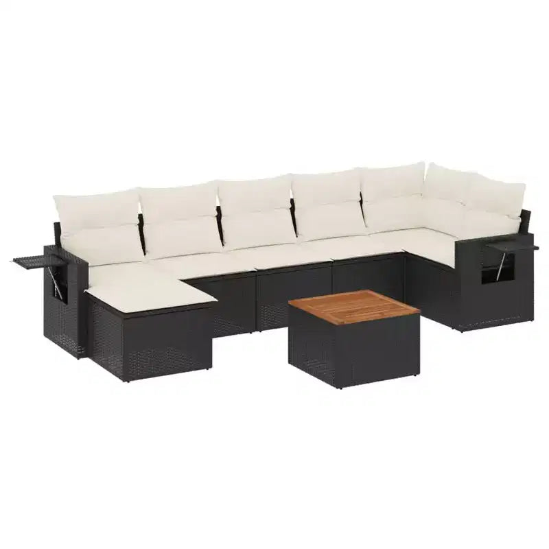 vidaXL Garden Sofa Set Black PE rattan Medium Modular Garden Sofa Set