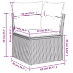 vidaXL Garden Sofa Set Black PE rattan Medium Modular Garden Sofa Set